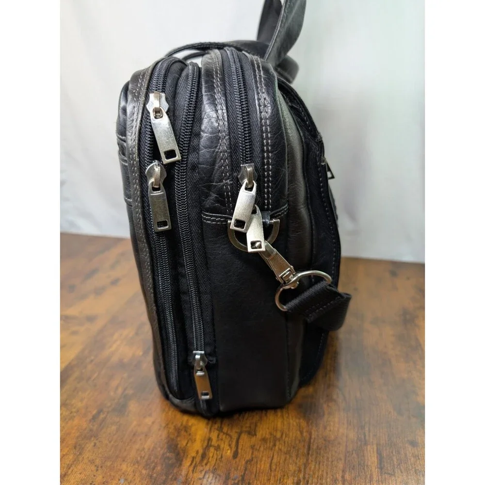 Wilsons Black Leather Pelle Studio Leather Messenger Bag Briefcase Satchel